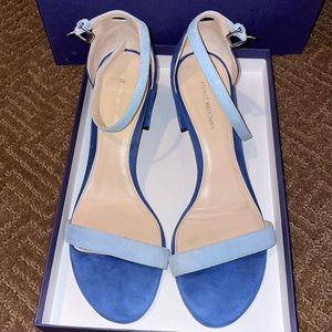 NWT Stuart Weitzman SIMPLE Ultramar Suede Sandal  Size 8